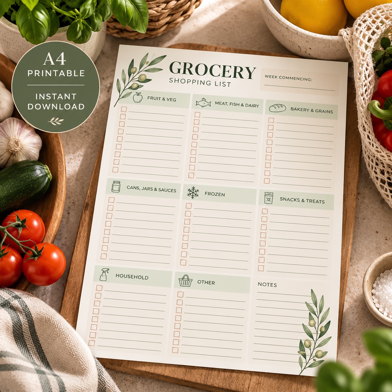 Grocery Shopping List printable listing image