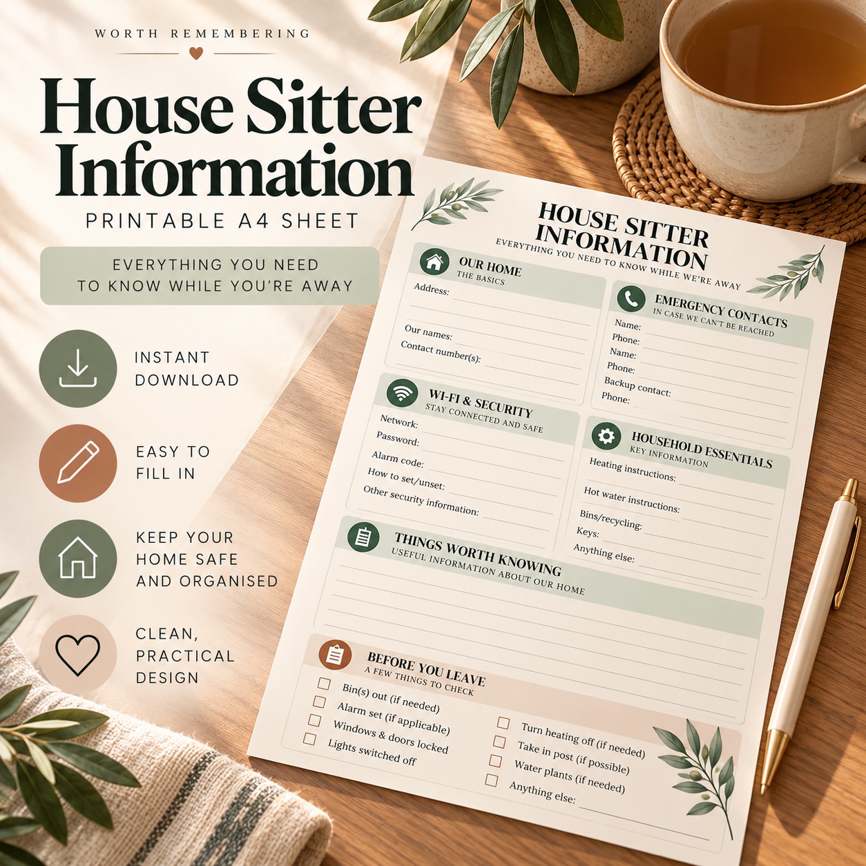 House Sitter Information printable listing image